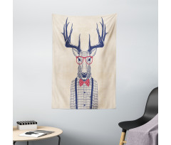 Humorous Deer with Jazz Bow Tapestry