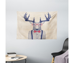 Humorous Deer with Jazz Bow Wide Tapestry