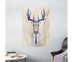 Humanized Manly Deer Art Tapestry