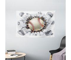 Baseball Wall Concrete Wide Tapestry
