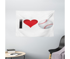 I Love Baseball Heart Wide Tapestry
