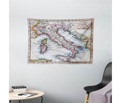 Old Italy Map Wide Tapestry
