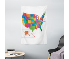 USA Map with States Tapestry