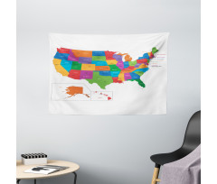 USA Map with States Wide Tapestry