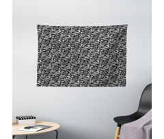 Monochrome Peonies Wide Tapestry