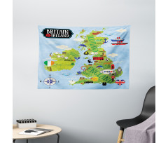 Maps of Britain Ireland Wide Tapestry