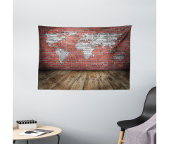 Rustic Old Grunge Map Wide Tapestry