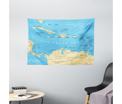 Caribbean Capitals Map Wide Tapestry