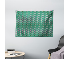 Parrot and Monstera Leaves Wide Tapestry