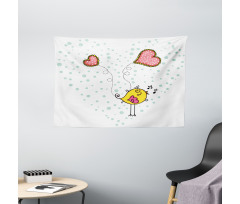 Love Bird Heart Wide Tapestry