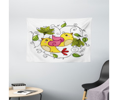 Love Avian Floral Art Wide Tapestry