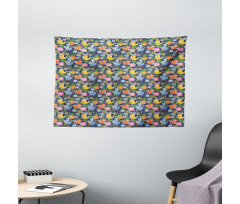 Avian Animal Spring Flowers Wide Tapestry