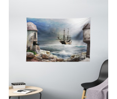 Pirate Merchant Ship Wide Tapestry