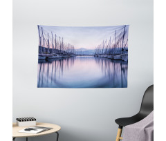 Yacht Harbor in Sunrise Wide Tapestry