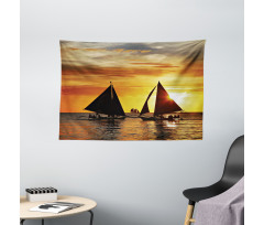 Romantic Sunset Sail Wide Tapestry