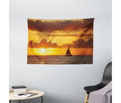Ocean Boat Freedom Theme Wide Tapestry