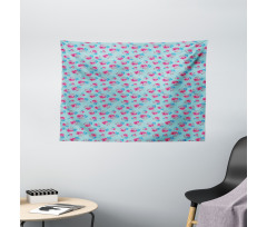 Bicolour Summer Roses Wide Tapestry