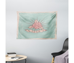 Vintage Rose and Love Wide Tapestry