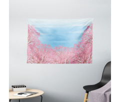 Pinkish Blossom Trees Wide Tapestry