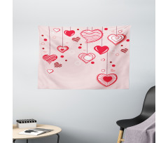 Contour Hearts Lines Wide Tapestry