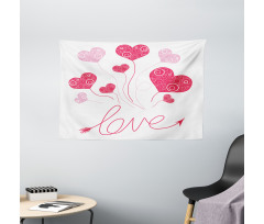Love Heart Balloons Wide Tapestry