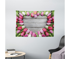 Frame of Fresh Tulips Wide Tapestry