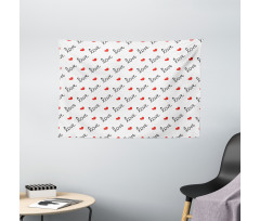 Love Valentines Day Wide Tapestry