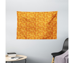 Cartoon Fallen Leaves Wide Tapestry