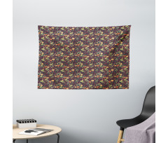 Leaves Acorns and Berries Wide Tapestry