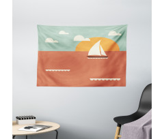 Sailboat Dawning Sun Wide Tapestry