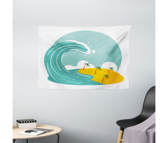 Big Wave and Palms Wide Tapestry