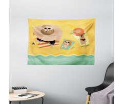 Happy Family Seaside Wide Tapestry