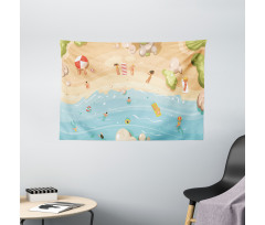 Cartoon Coast Fun Wide Tapestry