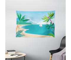 Cartoon Tropic Coast Wide Tapestry