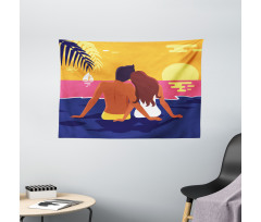 Romantic Couple Coast Wide Tapestry