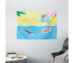 Summer Holiday People Wide Tapestry