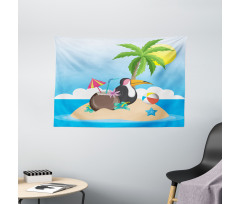 Tropic Funny Cartoon Wide Tapestry