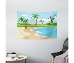 Coast with Grass Palm Wide Tapestry