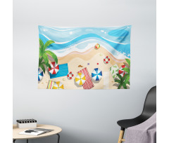 Summer Fun Cartoon Wide Tapestry