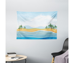 Ocean Palms Panorama Wide Tapestry