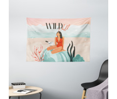 Wild Child Girl Rock Wide Tapestry