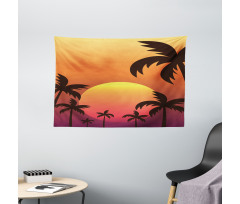 Sunset with Palms Art Wide Tapestry