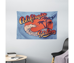 California Surfing Wide Tapestry