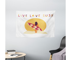 Live Love Surf Girl Wide Tapestry