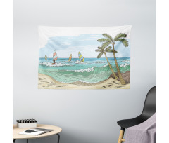 Windsurfing Sketch Wide Tapestry