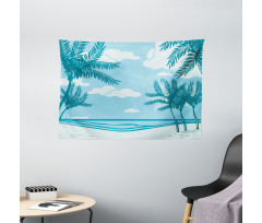 Sand and Palm Trees Wide Tapestry