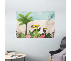 Watermelons Toucans Wide Tapestry