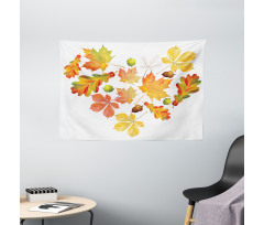 Leaves Acorns Heart Wide Tapestry