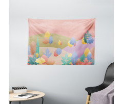 Pastel Fall Leaves Wide Tapestry