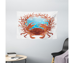 Seashells and Red Coral Wide Tapestry